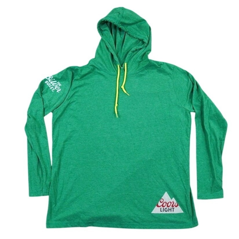 Coors Light Hoodie Mens XL Green Shamrock Anvil Beer Lightweight Outdoor Skate